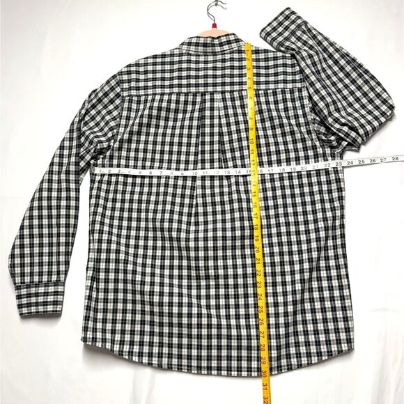Chaps Mens Custom Fit L Black & White Plaid Button-Down Shirt Excellent - Picture 5 of 8